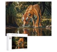 Rompecabezas 500 PCS para Adolescentes Tiger Reflection in Water Rompecabezas para Adultos Juego De Ingenio Análisis Y Lógica 500 PCS