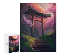 Rompecabezas 500 PCS para Adolescentes Torii Gate In The Forest Rompecabezas Juegos Familiares Ensamblaje De Patrones Cumpleaños Y Navidad 500 PCS