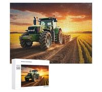 Rompecabezas 500 PCS para Adolescentes Tractor Plowing Through Golden Fields at Sunset Rompecabezas para Adultos Juego Familiar Carrera De Velocidad De Manos Regalos para Reducir El Estrés 500 PCS