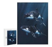 Rompecabezas 500 PCS para Adolescentes Two Orcas Swimming Rompecabezas DIY Juguetes Una Obra De Arte como Regalo para Toda La Familia 500 PCS