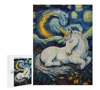 Rompecabezas 500 PCS para Adolescentes Unicorn Sleeping Starry Night Rompecabezas para Adultos Juego Práctico Pero Divertido Y Humorístico para Cumpleaños, Navidad 500 PCS