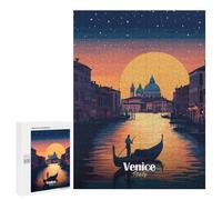 Rompecabezas 500 PCS para Adolescentes Venice Sunset Gondola Rompecabezas para Adultos Juego Práctico Pero Divertido Y Humorístico para Cumpleaños, Navidad 500 PCS