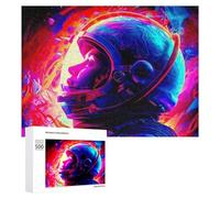 Rompecabezas 500 PCS para Adolescentes Vibrant Astronaut Helmet Artwork Rompecabezas para Adultos Juguete Decoración De Pared Mejora La Memoria Ayuda A Ejercitar El Cerebro 500 PCS
