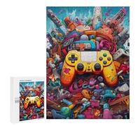 Rompecabezas 500 PCS para Adolescentes Vibrant Gaming Controller Artwork -23 Rompecabezas para Adultos Juego De Ingenio Análisis Y Lógica 500 PCS