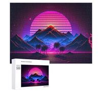 Rompecabezas 500 PCS para Adolescentes Vibrant Neon Desert Sunset Landscape Rompecabezas Juegos Relajantes Mejora La Memoria Oferta como Regalos para Toda La Familia 500 PCS