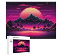 Rompecabezas 500 PCS para Adolescentes Vibrant Neon Desert Sunset Rompecabezas para Adultos Juegos Relajantes Decoración Interacción Entre Padres E Hijos 500 PCS