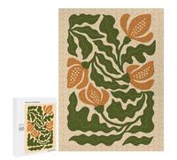 Rompecabezas 500 PCS Para Adolescentes Vibrant Orange Floral Illustration - Modern Botanical Wall Art Print Rompecabezas Para Adultos Juegos Familiares Carrera De Velocidad De Manos Para Cumpleaños, N