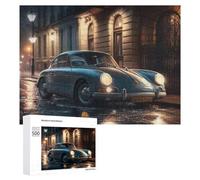 Rompecabezas 500 PCS para Adolescentes Vintage Car in Rainy Street Scene Rompecabezas para Adultos Juego De Ingenio Análisis Y Lógica 500 PCS