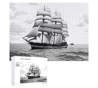 Rompecabezas 500 PCS para Adolescentes Vintage Clipper Ship Sailing on The Ocean Rompecabezas Juegos Relajantes Mejora La Memoria Oferta como Regalos para Toda La Familia 500 PCS