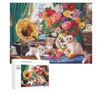 Rompecabezas 500 PCS para Adolescentes Vintage Room with Kittens and Flowers Rompecabezas para Adolescentes Juegos Divertidos Ensamblaje De Patrones Ayuda Al Cerebro A Ejercitarse 500 PCS