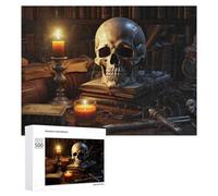 Rompecabezas 500 PCS para Adolescentes Vintage Skull and Candle Still Life Rompecabezas Juegos Relajantes Mejora La Memoria Oferta como Regalos para Toda La Familia 500 PCS