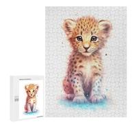 Rompecabezas 500 PCS para Adolescentes Watercolor Baby Leopard Rompecabezas para Adultos Juegos De Relajación Vacaciones En Casa Matar El Tiempo 500 PCS
