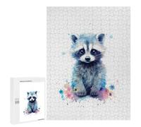 Rompecabezas 500 PCS para Adolescentes Watercolor Baby Raccoon Rompecabezas Juego De Ingenio Aliviador De Estrés Desafiante para Completar 500 PCS