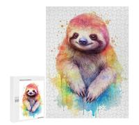 Rompecabezas 500 PCS para Adolescentes Watercolor Sloth Painting Rompecabezas para Adultos Juego Práctico Pero Divertido Y Humorístico Regalo De Cumpleaños, Regalos, 500 PCS
