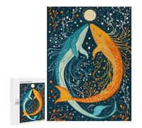 Rompecabezas 500 PCS para Adolescentes Whale Dance Under The Moon Rompecabezas para Adultos Juegos Familiares Carrera De Velocidad De Manos para Cumpleaños, Navidad 500 PCS