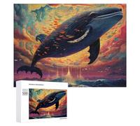 Rompecabezas 500 PCS para Adolescentes Whale in A Colorful Sky Rompecabezas para Adultos Juguete Decoración De Pared Mejora La Memoria Ayuda A Ejercitar El Cerebro 500 PCS