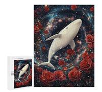 Rompecabezas 500 PCS para Adolescentes Whale in Space with Roses Rompecabezas para Adultos Mejora La Memoria Interacción Entre Padres E Hijos Juguete Juego Intelectual 500 PCS