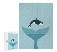 Rompecabezas 500 PCS para Adolescentes Whale Tail and Orca Rompecabezas para Adultos Juguetes DIY para La Diversión Familiar Ayuda A Ejercitar El Cerebro 500 PCS