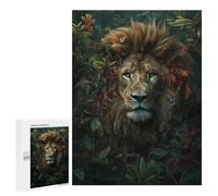 Rompecabezas 500 PCS para Adolescentes Whimsical Flowers Lion Rompecabezas Juegos Familiares Ensamblaje De Patrones Cumpleaños Y Navidad 500 PCS
