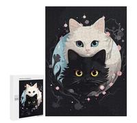 Rompecabezas 500 PCS para Adolescentes White and Black Anime Cats Rompecabezas para Adultos Juegos De Relajación Vacaciones En Casa Matar El Tiempo 500 PCS
