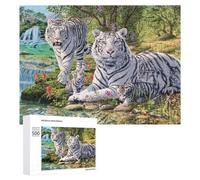 Rompecabezas 500 PCS para Adolescentes White Tiger Family in Nature Rompecabezas para Adultos Juegos Relajantes Decoración Interacción Entre Padres E Hijos 500 PCS