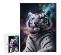 Rompecabezas 500 PCS para Adolescentes White Tiger Galaxy Animal Rompecabezas para Adultos Juego Práctico Arte De Pared Desafiante De Completar 500 PCS