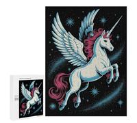 Rompecabezas 500 PCS para Adolescentes Winged Unicorn in Starry Night Rompecabezas para Adultos Juego Práctico Arte De Pared Desafiante De Completar 500 PCS