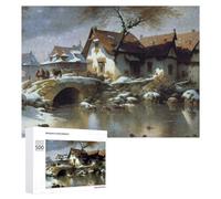 Rompecabezas 500 PCS para Adolescentes Winter Scene with Bridge Rompecabezas para Adultos Juguete Decoración De Pared Mejora La Memoria Ayuda A Ejercitar El Cerebro 500 PCS