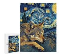 Rompecabezas 500 PCS para Adolescentes Wolf Dreams Under Starry Night Sky Rompecabezas DIY Juguetes Una Obra De Arte como Regalo para Toda La Familia 500 PCS
