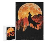 Rompecabezas 500 PCS para Adolescentes Wolf Howling at The Moon Rompecabezas para Adultos Juego Práctico Regalo De Cumpleaños Regalo De Cumpleaños, Regalos, 500 PCS