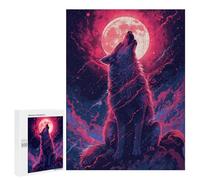 Rompecabezas 500 PCS para Adolescentes Wolf Howling at The Moon Rompecabezas para Adultos Juego Práctico Arte De Pared Desafiante De Completar 500 PCS