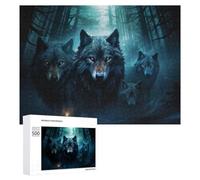 Rompecabezas 500 PCS para Adolescentes Wolf Pack in Moonlit Forest Rompecabezas para Adultos Juguete Decoración De Pared Mejora La Memoria Ayuda A Ejercitar El Cerebro 500 PCS