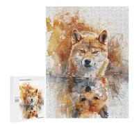 Rompecabezas 500 PCS para Adolescentes Wolf Reflection Watercolor Rompecabezas para Adultos Juego Familiar Una Obra De Arte como Regalo para Toda La Familia 500 PCS