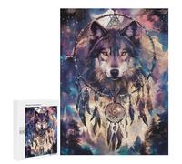 Rompecabezas 500 PCS para Adolescentes Wolfs Dreamcatcher Dream Rompecabezas para Adultos Juego Práctico Arte De Pared Desafiante De Completar 500 PCS
