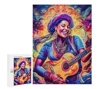 Rompecabezas 500 PCS para Adolescentes Woman Playing Guitar Psychedelic Rompecabezas para Adultos Juego Práctico Pero Divertido Y Humorístico Regalo De Cumpleaños, Regalos, 500 PCS