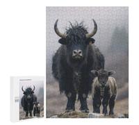 Rompecabezas 500 PCS para Adolescentes Yak Animal Family Rompecabezas para Adultos Juego Práctico Decoración del Hogar Cumpleaños Y Navidad 500 PCS