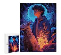 Rompecabezas 500 PCS para Adolescentes Young Boy with Mystical Dog Rompecabezas Juegos Familiares Ensamblaje De Patrones Cumpleaños Y Navidad 500 PCS