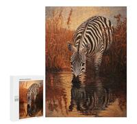Rompecabezas 500 PCS para Adolescentes Zebra Drinking at Sunset Rompecabezas para Adultos Juego Familiar Una Obra De Arte como Regalo para Toda La Familia 500 PCS