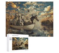 Rompecabezas 500 PCS para Adolescentes Zebras on Boat Adventure Rompecabezas para Adultos Juego Familiar Carrera De Velocidad De Manos Regalos para Reducir El Estrés 500 PCS