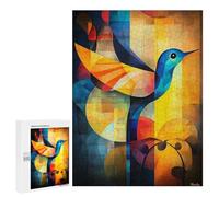 Rompecabezas 500 PCS Para Adultos Abstract Hummingbird Art - Geometric Bird in Vibrant Colors Rompecabezas Para Adultos Juguete Decoración De Pared Mejora La Memoria Regalo De Cumpleaños, Regalos, 500