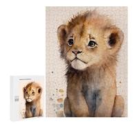 Rompecabezas 500 PCS para Adultos Adorable Lion Cub Watercolor Art Rompecabezas para Adultos Juegos Familiares Carrera De Velocidad Manual Regalos para Amigos Y Familiares 500 PCS