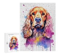 Rompecabezas 500 PCS para Adultos American Cocker Watercolor Rompecabezas para Adultos Juegos Divertidos Vacaciones En Casa Matar El Tiempo para Cumpleaños, Navidad 500 PCS