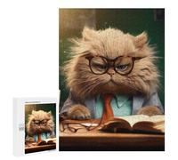 Rompecabezas 500 PCS para Adultos Angry Teacher Cat Glasses Rompecabezas para Adultos Juegos Relajantes Corte De Precisión Oferta como Regalo para Toda La Familia 500 PCS
