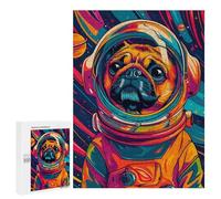 Rompecabezas 500 PCS para Adultos Astronaut Pug Space Animal Rompecabezas para Adultos Juegos Familiares Carrera De Velocidad Manual Regalos para Amigos Y Familiares 500 PCS