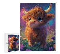 Rompecabezas 500 PCS para Adultos Baby Highland Cow Rompecabezas para Adultos Juguete Decoración De Pared Decoración Perfecta Regalos para Reducir El Estrés 500 PCS