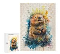 Rompecabezas 500 PCS para Adultos Beaver Watercolor Sketch Rompecabezas para Adultos Juegos Divertidos Vacaciones En Casa Matar El Tiempo para Cumpleaños, Navidad 500 PCS