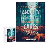 Rompecabezas 500 PCS para Adultos Bible Verse - Cast Your Anxiety Rompecabezas para Adultos Juego De Ingenio Regalo De Cumpleaños Ayuda A Ejercitar El Cerebro 500 PCS