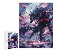 Rompecabezas 500 PCS para Adultos Black Kitsune Sakura Rompecabezas para Adultos Juguetes De Bricolaje Pero Divertidos Y Humorísticos para Cumpleaños, Navidad 500 PCS
