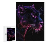 Rompecabezas 500 PCS para Adultos Black Panther Neon Animal Rompecabezas para Adultos Juguete Decoración De Pared Decoración Perfecta Regalos para Reducir El Estrés 500 PCS