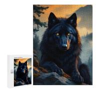 Rompecabezas 500 PCS para Adultos Black Wolf at Sunset Rompecabezas para Adultos Juguete Decoración De Pared Análisis Y Lógica Desafiante De Completar 500 PCS